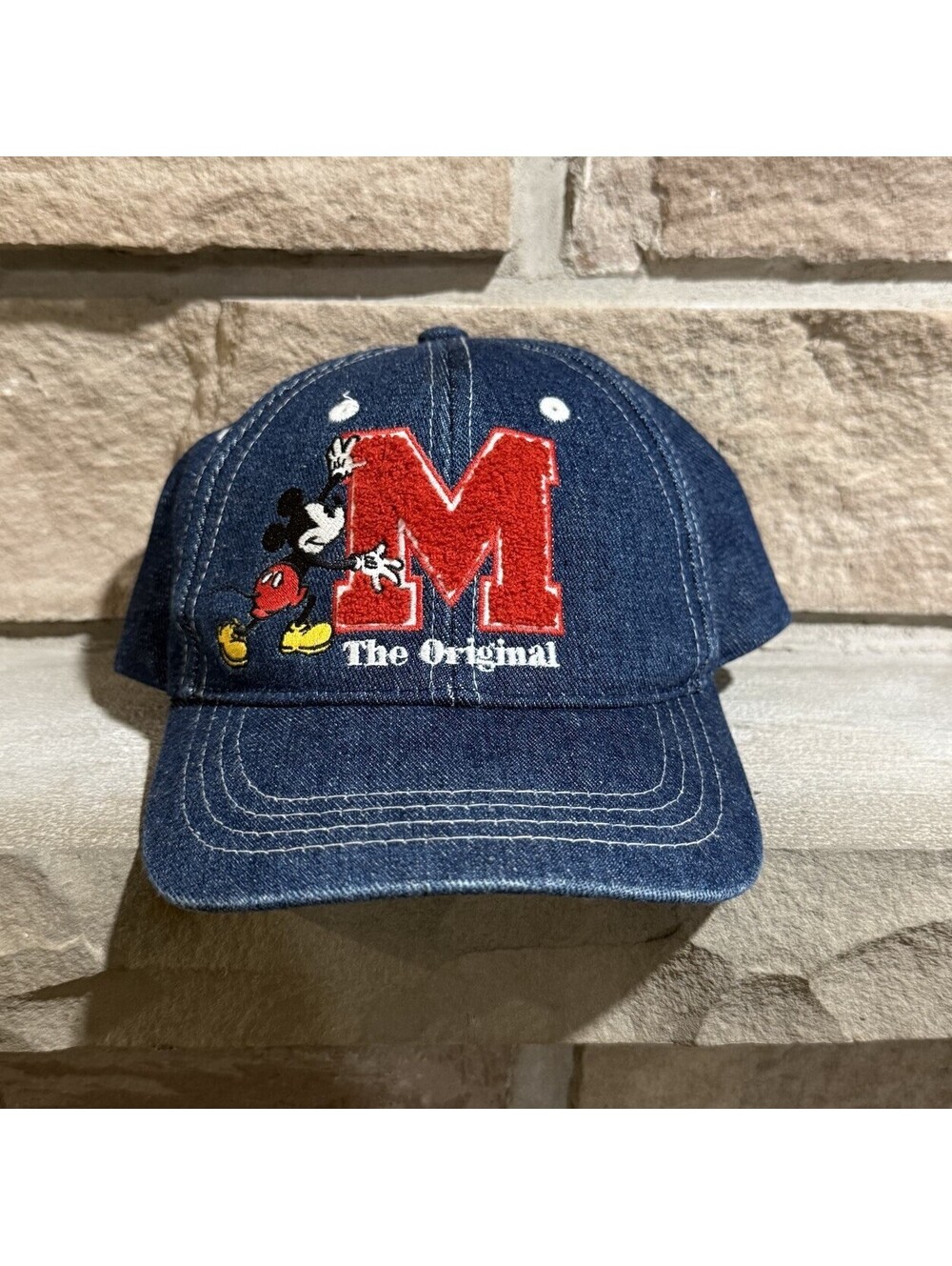 Vintage 90s Disney Mickey Mouse Drew Pearson Denim Hat Snapback Cap Juvenile Yth